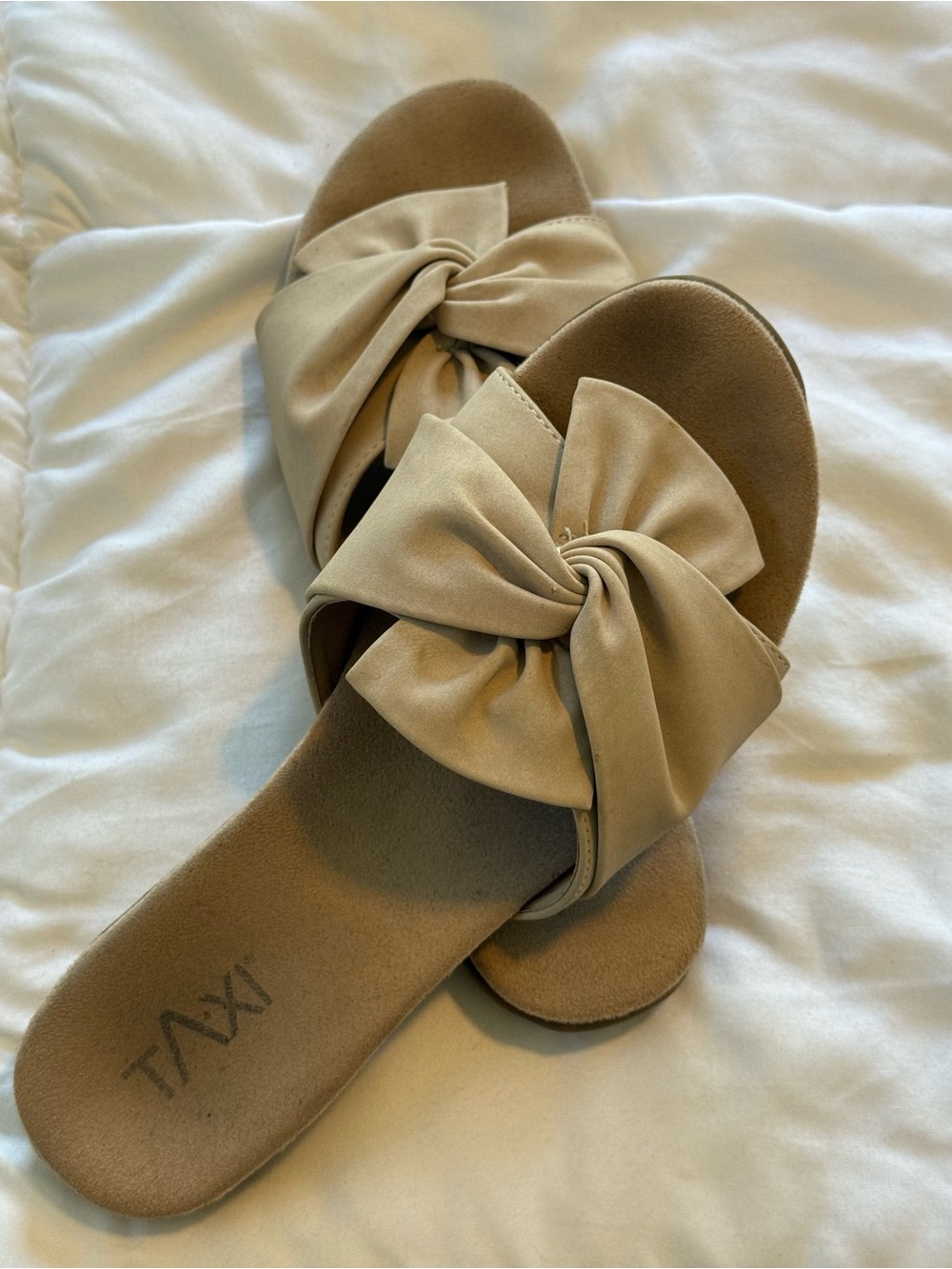 Neutral Knot-Front Slide Sandals for Women Dress shoes ladies size 38 Beige